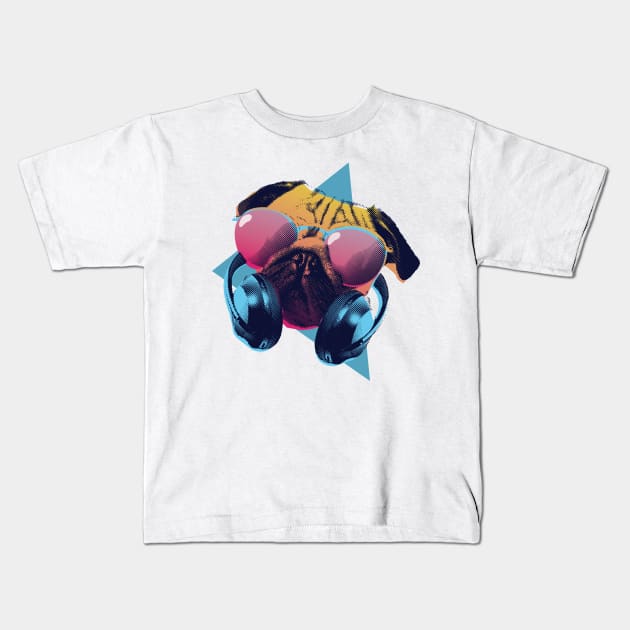 Party Pug Kids T-Shirt by 2P-Design